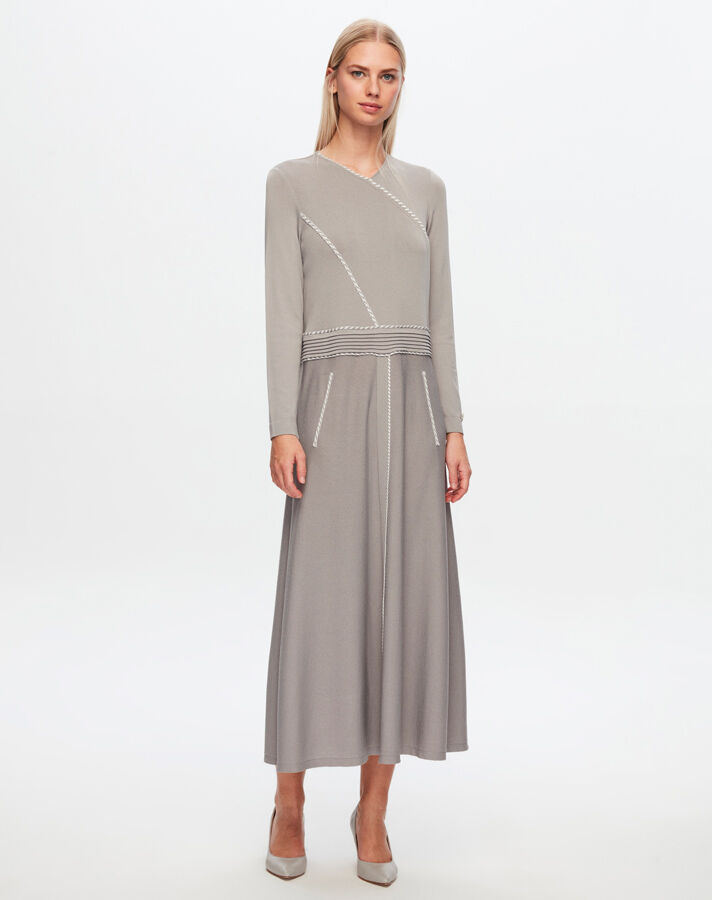 Knitwear Linen Pocket Long Dress - 11
