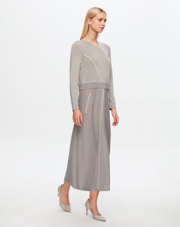 Knitwear Linen Pocket Long Dress - 12