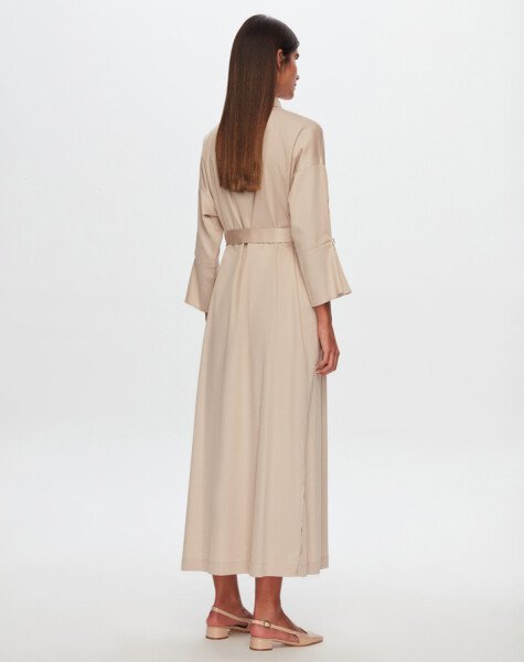 T24Y-4034 Gold Buttoned Long Poplin Dress - 4