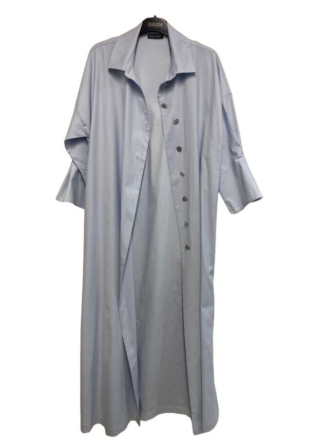 T24Y-4034 Gold Buttoned Long Poplin Dress - 8