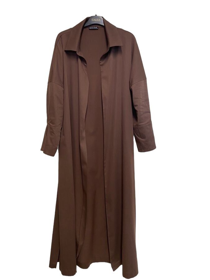 T24Y-4034 Gold Düğmeli Uzun Poplin Elbise - 5