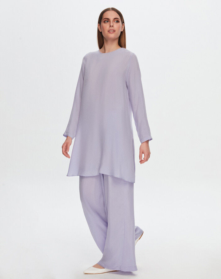 T24Y-6053 Slit Detailed Cupro Tunic - 1