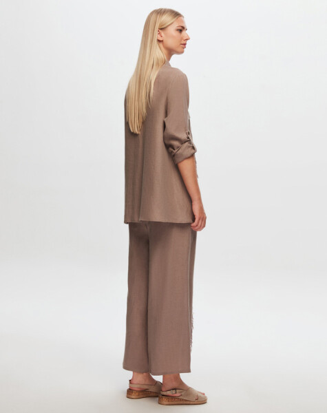 T24Y-7011 Tassel Detailed Wide Leg Linen Trousers - 19