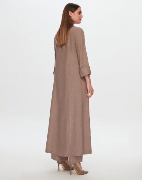 T24Y-8015 Button Detailed Long Linen Jacket - 7