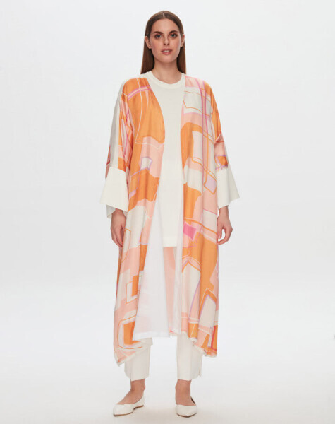 T24Y-8033 Desenli Kaftan Ceket ORANGE - 1