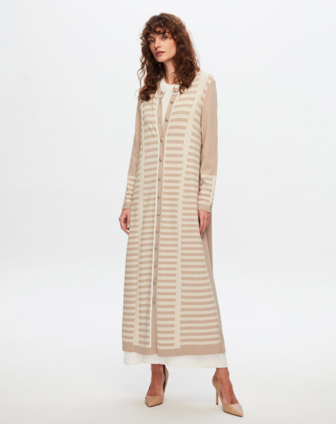 T24Y-9011 Long Cardigan with Line and Openwork Detail - 6