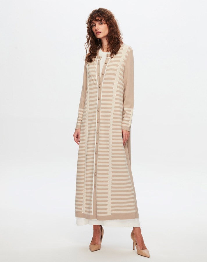 T24Y-9011 Long Cardigan with Line and Openwork Detail - 6