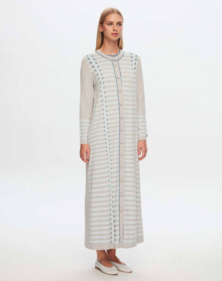 T24Y-9011 Long Cardigan with Line and Openwork Detail - 15