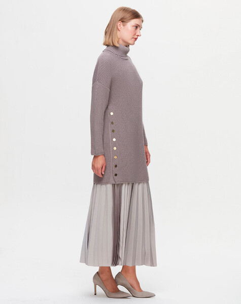 T25K-2000 Plisoley Düz Renk Etek 8YR71-STONE - 2