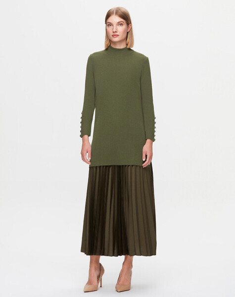 T25K-2000 Plisoley Düz Renk Etek FARAD-GREEN - 1