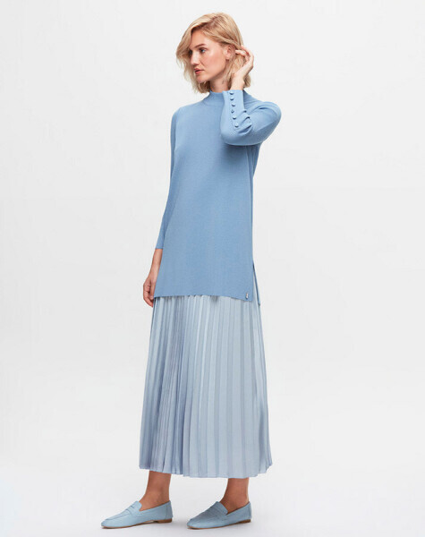 T25K-2000 Plisoley Düz Renk Açık Mavi Etek - MISS DALIDA (1)