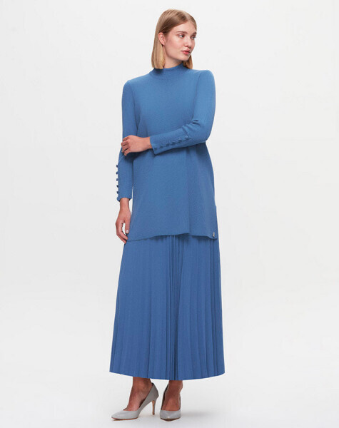 T25K-2000 Plisoley Düz Renk Etek PB15E-DARK BLUE 