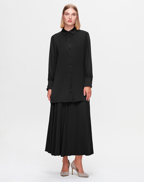 T25K-3001 Cupro Siyah Gömlek - 1