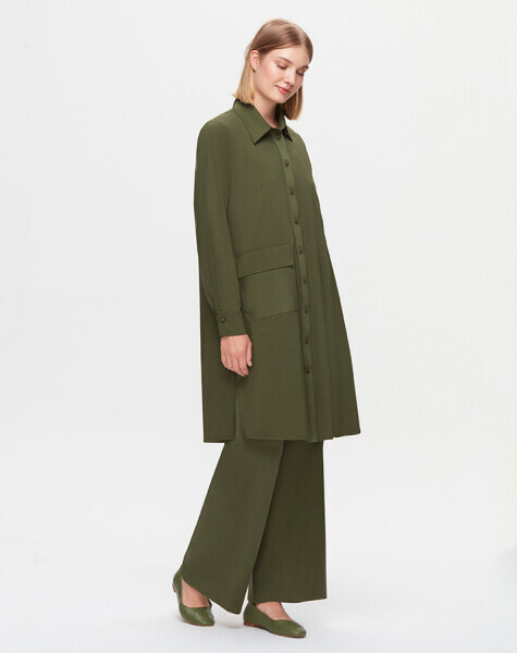 T25K-3004 Tek Cepli Poplin Gömlek GREEN - MISS DALIDA