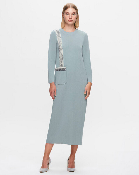 T25K-4011 Cebi ve Önü Keçe Detaylı Elbise MANİA-RESEDA - MISS DALIDA