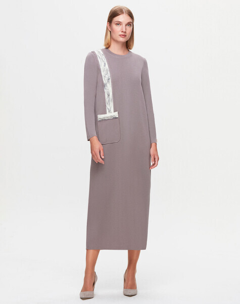 T25K-4011 Cebi ve Önü Keçe Detaylı Elbise SCURE-MİNK 