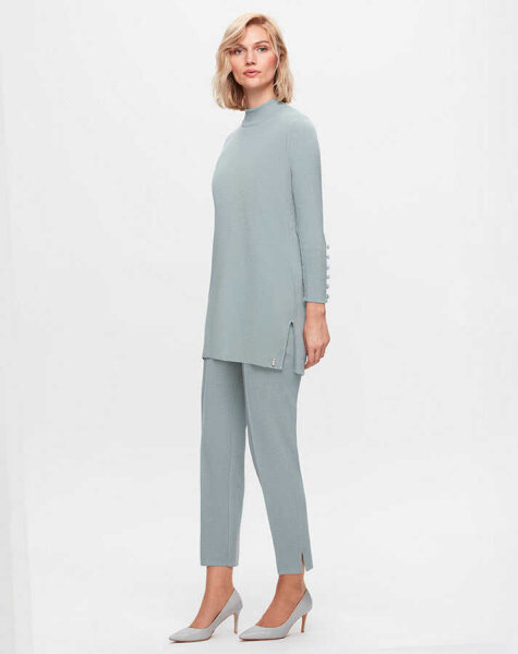 T25K-6001 Uzun Kollu Basic Triko Mania Reseda Tunik - 3