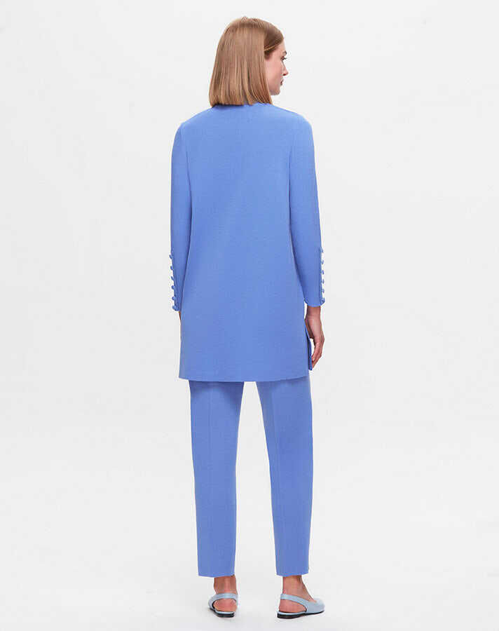 T25K-6001 Uzun Kollu Basic Triko Tunik PANNO-SAPPHIRE - 2
