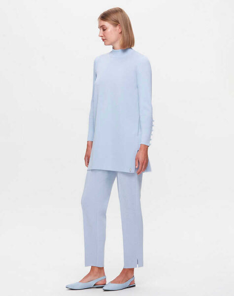 T25K-6001 Uzun Kollu Basic Triko Tunik PATIO-LIGHT SAPPHIRE - MISS DALIDA (1)
