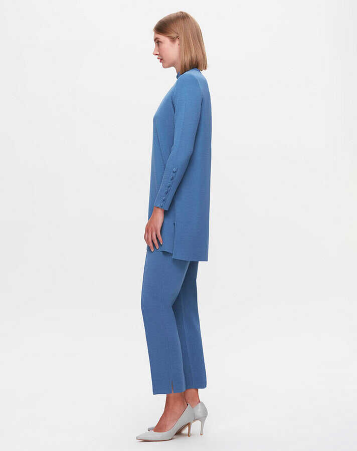 T25K-6001 Uzun Kollu Basic Triko Tunik PB15E-DARK BLUE - 2