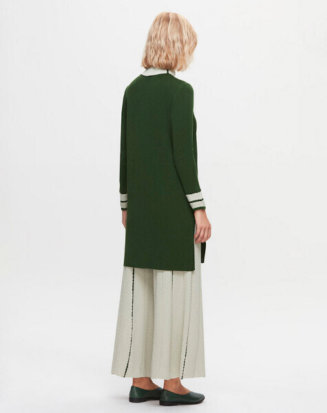 T25K-6025 Yakası ve Bileği Örgü Teknikli Uzun Tunik FOTO-EMERALD - 3