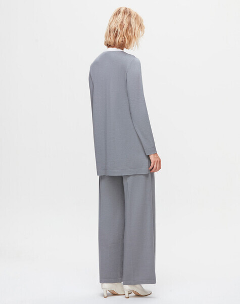 T25K-6027 İki Cepli Triko Gri Tunik - 3