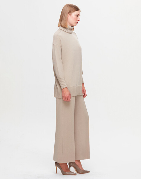 T25K-6029 Balıkçı Yaka Fitil Detaylı Triko Tunik - 4