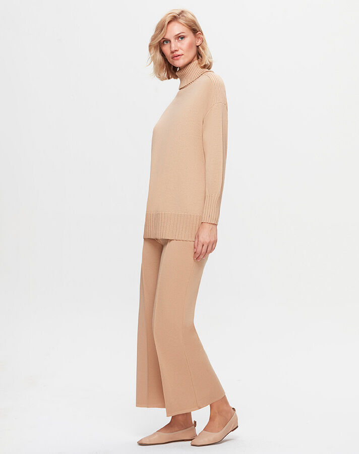 T25K-6029 Balıkçı Yaka Fitil Detaylı Triko Tunik - 1