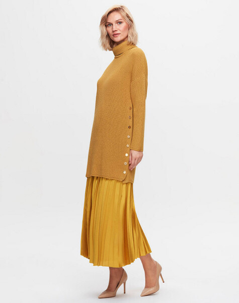 T25K-6034 Yanları Düğmeli Selanik Tunik DOTE-MUSTARD 