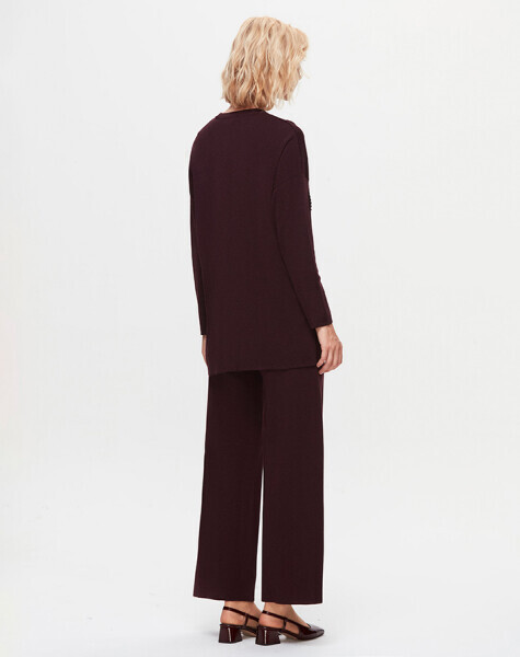 T25K-6037 Örgü Teknikli Düz Renk Siyah Tunik - 3