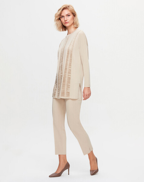 T25K-6037 Örgü Teknikli Düz Renk Tunik DIDO-BEİGE - 1