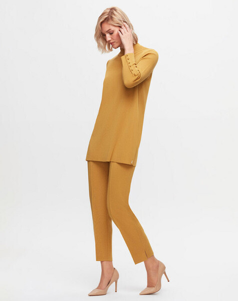 T25K-7000 Dar Paça Triko Pantolon DOTE-MUSTARD - 2