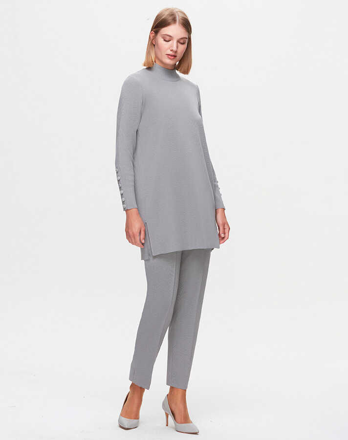 T25K-7000 Dar Paça Triko Pantolon VİALE-GREY - 1