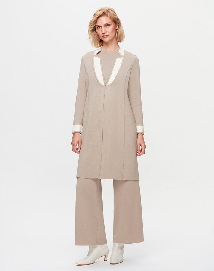 T25K-9003 Collar Detailed Agraffiti Long Cardigan - 3
