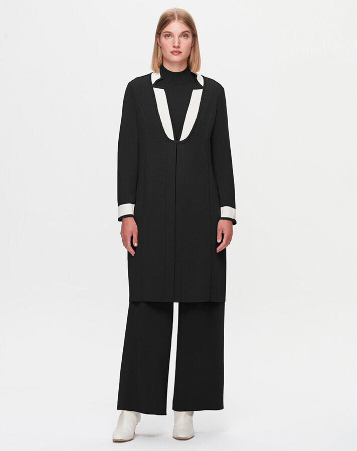 T25K-9003 Collar Detailed Agraffiti Long Cardigan - 5
