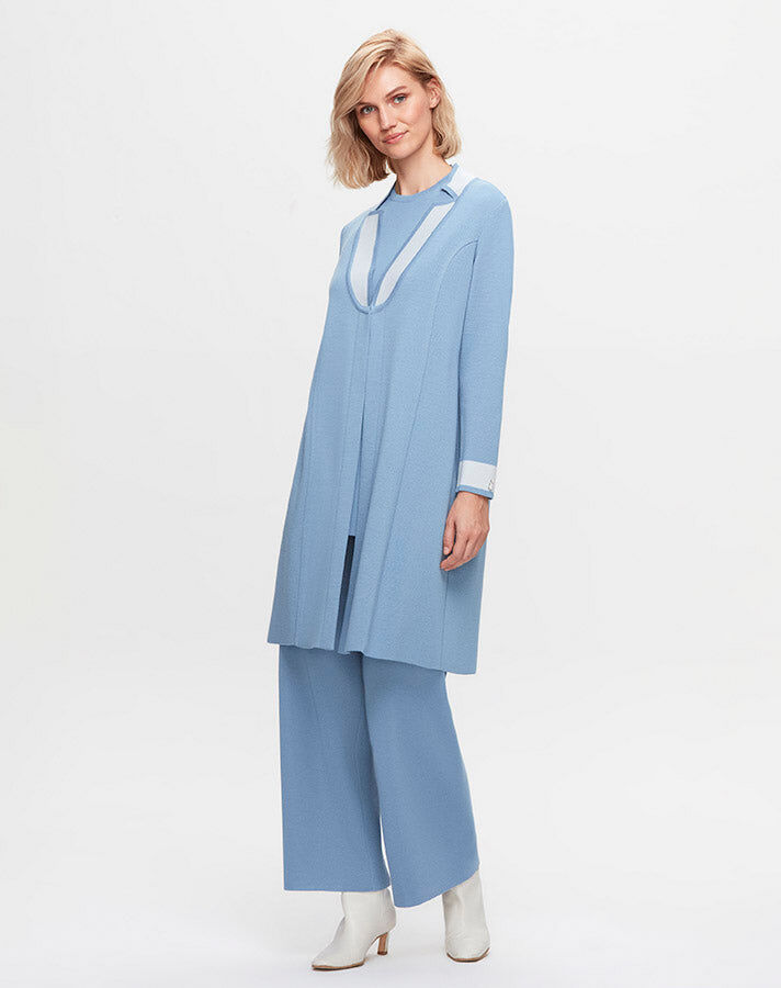 T25K-9003 Collar Detailed Agraffiti Long Cardigan - 2
