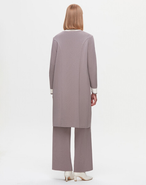 T25K-9003 Collar Detailed Agraffiti Long Cardigan - 10