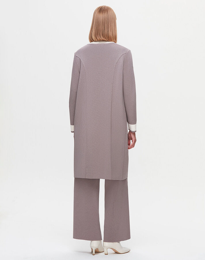 T25K-9003 Collar Detailed Agraffiti Long Cardigan - 10