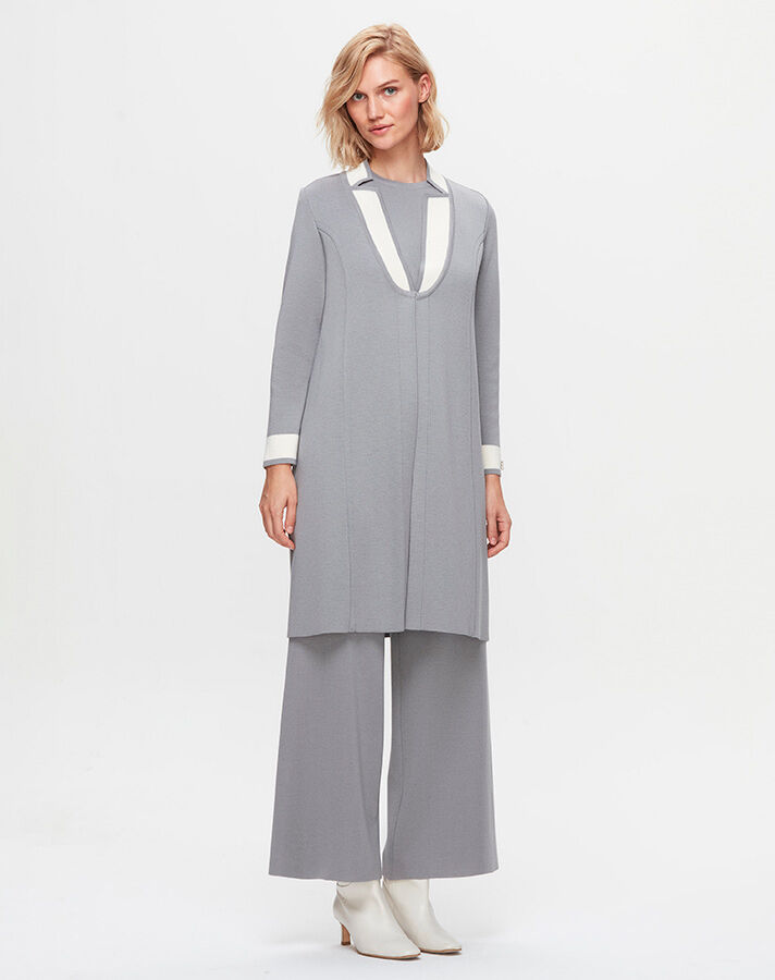 T25K-9003 Collar Detailed Agraffiti Long Cardigan - 11