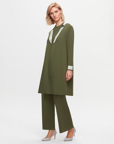 T25K-9003 Yaka Detaylı Agraflı Uzun Hırka FARAD-GREEN - 2