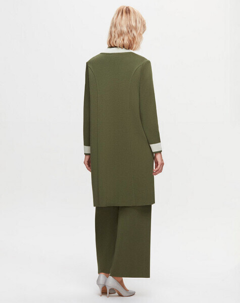 T25K-9003 Yaka Detaylı Agraflı Uzun Hırka FARAD-GREEN - 3