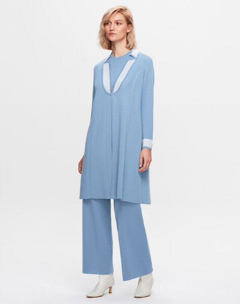 T25K-9003 Yaka Detaylı Agraflı Uzun Hırka PB13E-BLUE - MISS DALIDA