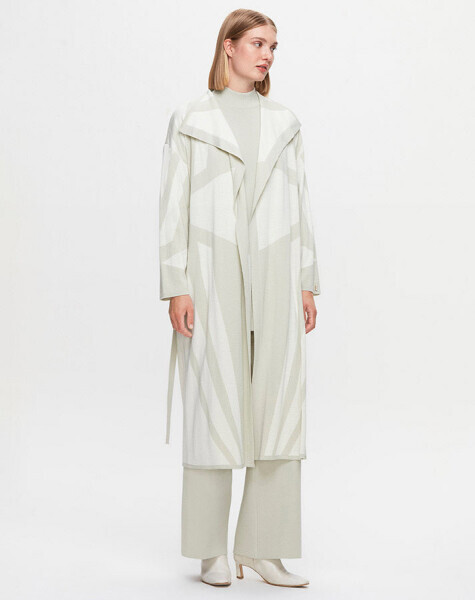 T25K-9005 Şal Yaka Desenli Uzun Hırka FONIA-RIVER 