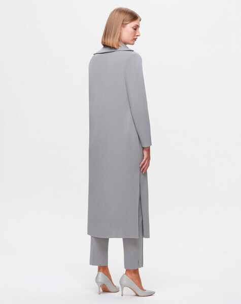 T25K-9011 Taş Detaylı Uzun Gri Hırka - MISS DALIDA (1)
