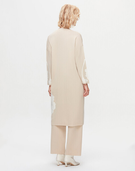 T25K-9017 Önü Çiçek Desenli Hırka YY216-BEİGE - 2