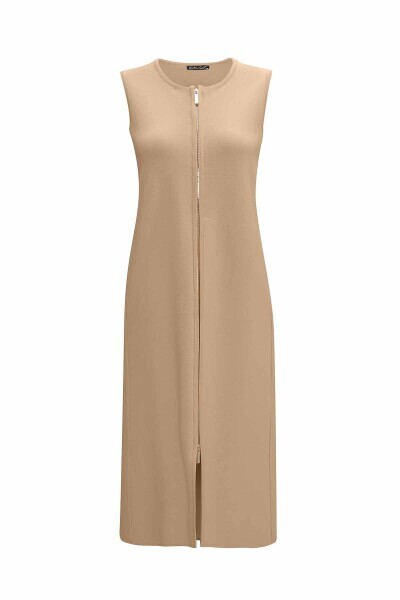 Fermuarlı Uzun Triko Craft Yelek - MISS DALIDA