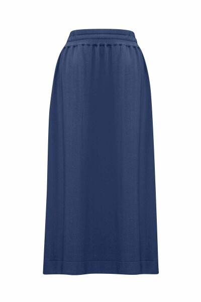Beli Lastikli Rahat Kesim Lacivert Etek - 2