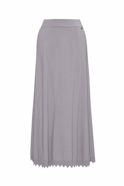 Etek Ucu Dilimli Triko Gri Etek - 2