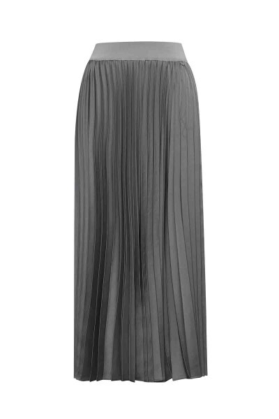 Düz Renk Plise Antrasit Etek - MISS DALIDA