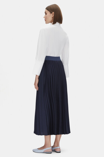 Düz Renk Plise Lacivert Etek - MISS DALIDA (1)